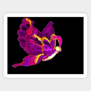 Bright Butterfly in pink, purple, and golden yellow Sticker